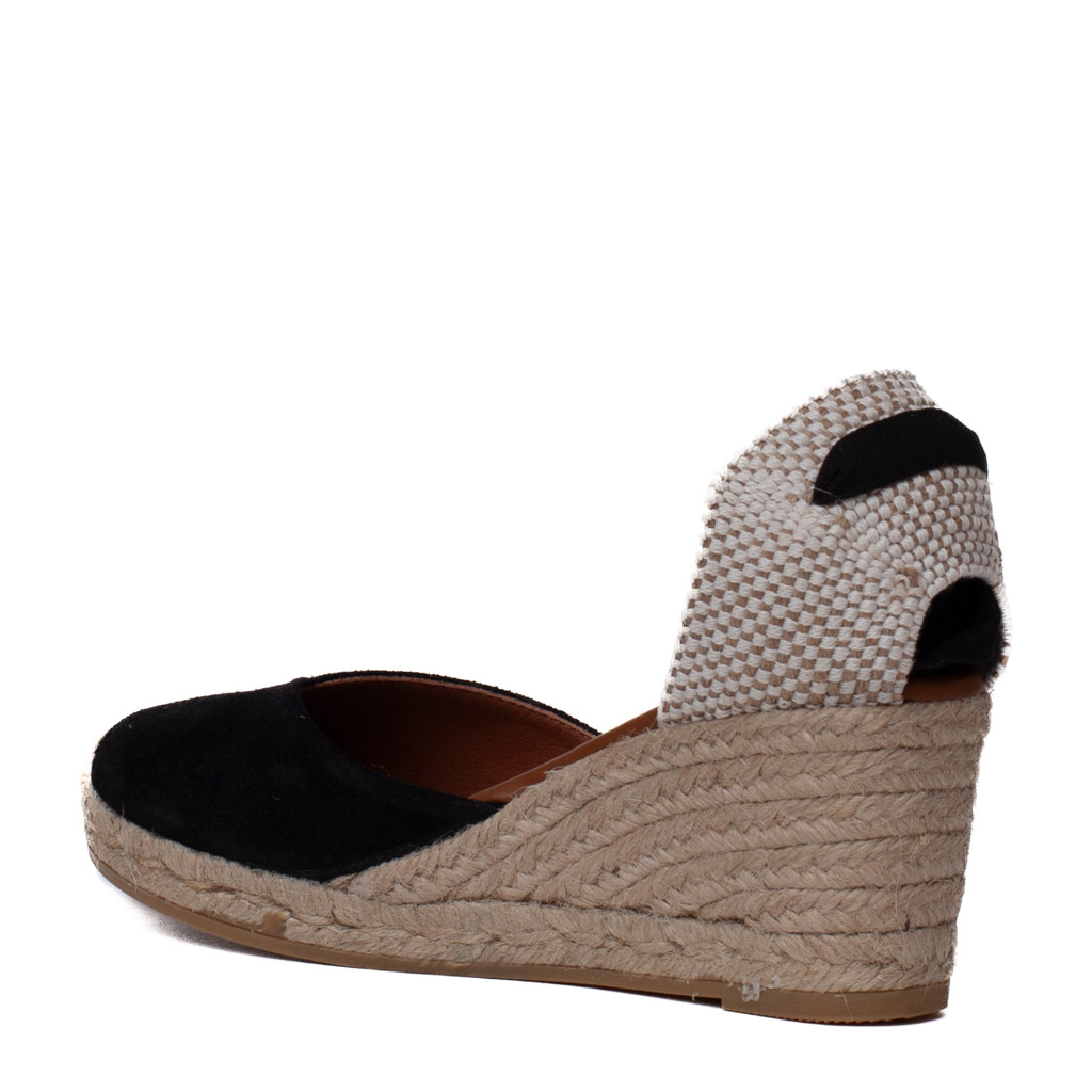 Espadrillas con lacci in camoscio nero Viguera