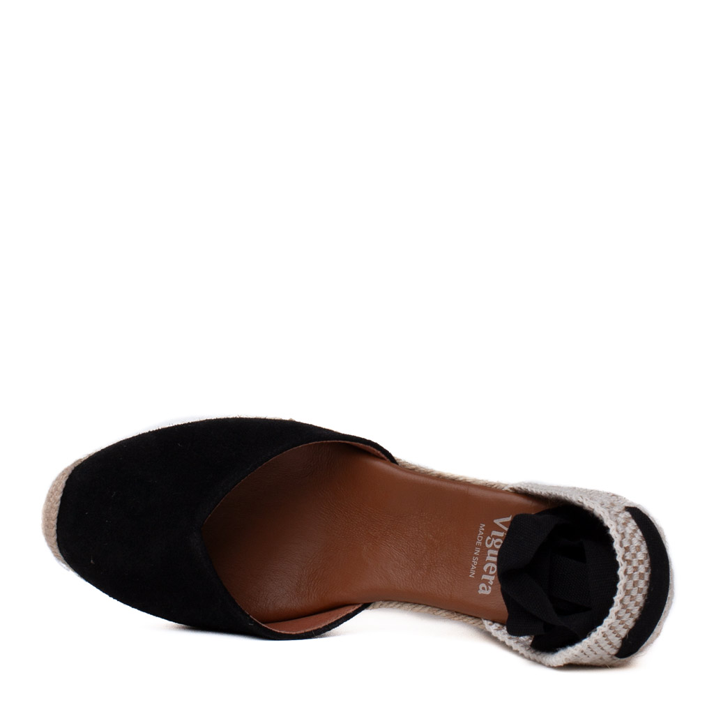 Espadrillas con lacci in camoscio nero Viguera