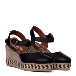 Black Viguera nappa leather espadrilles with a rope wedge heel and ankle strap.