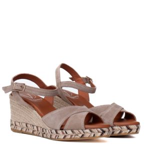 Espadrillas spuntate camoscio tortora Viguera con zeppa