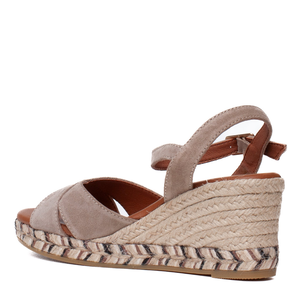 Espadrillas spuntate camoscio tortora Viguera con zeppa