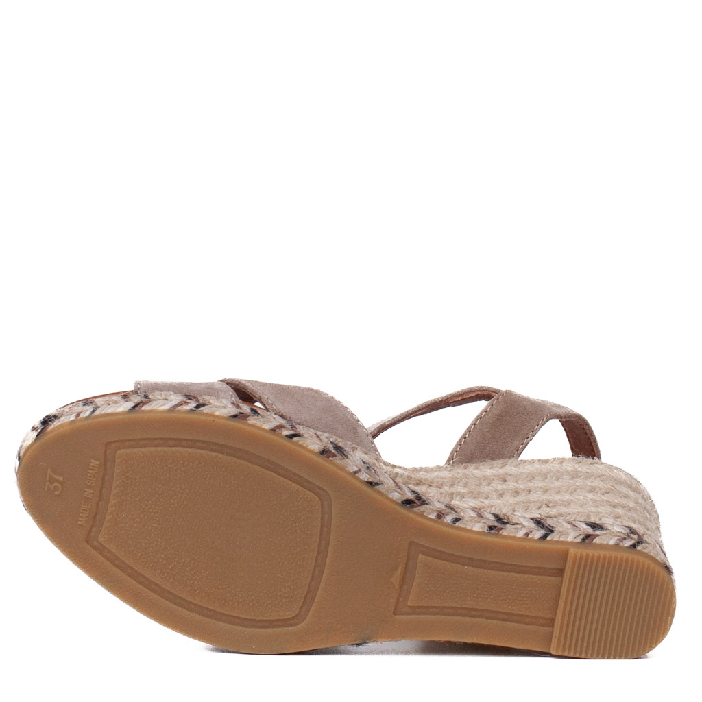Espadrillas spuntate camoscio tortora Viguera con zeppa
