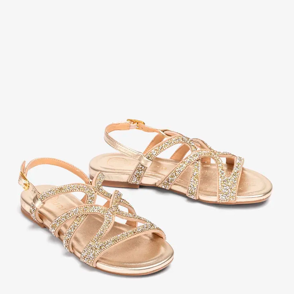 Unisa Comic Low-Heeled Platinum Rhinestone Sandals