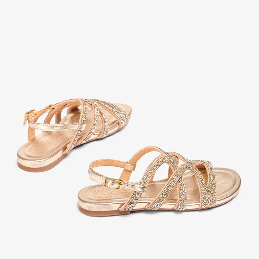 Unisa Comic Low-Heeled Platinum Rhinestone Sandals