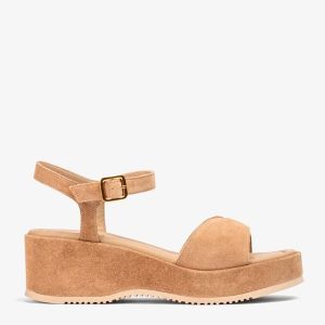 Sandalo camoscio beige zeppa Kedar Unisa