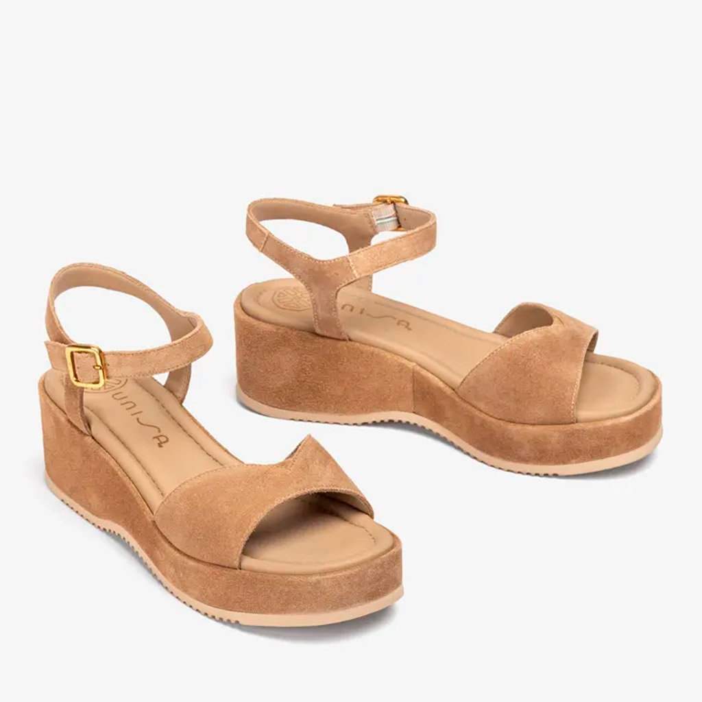 Kedar Unisa beige suede wedge sandals