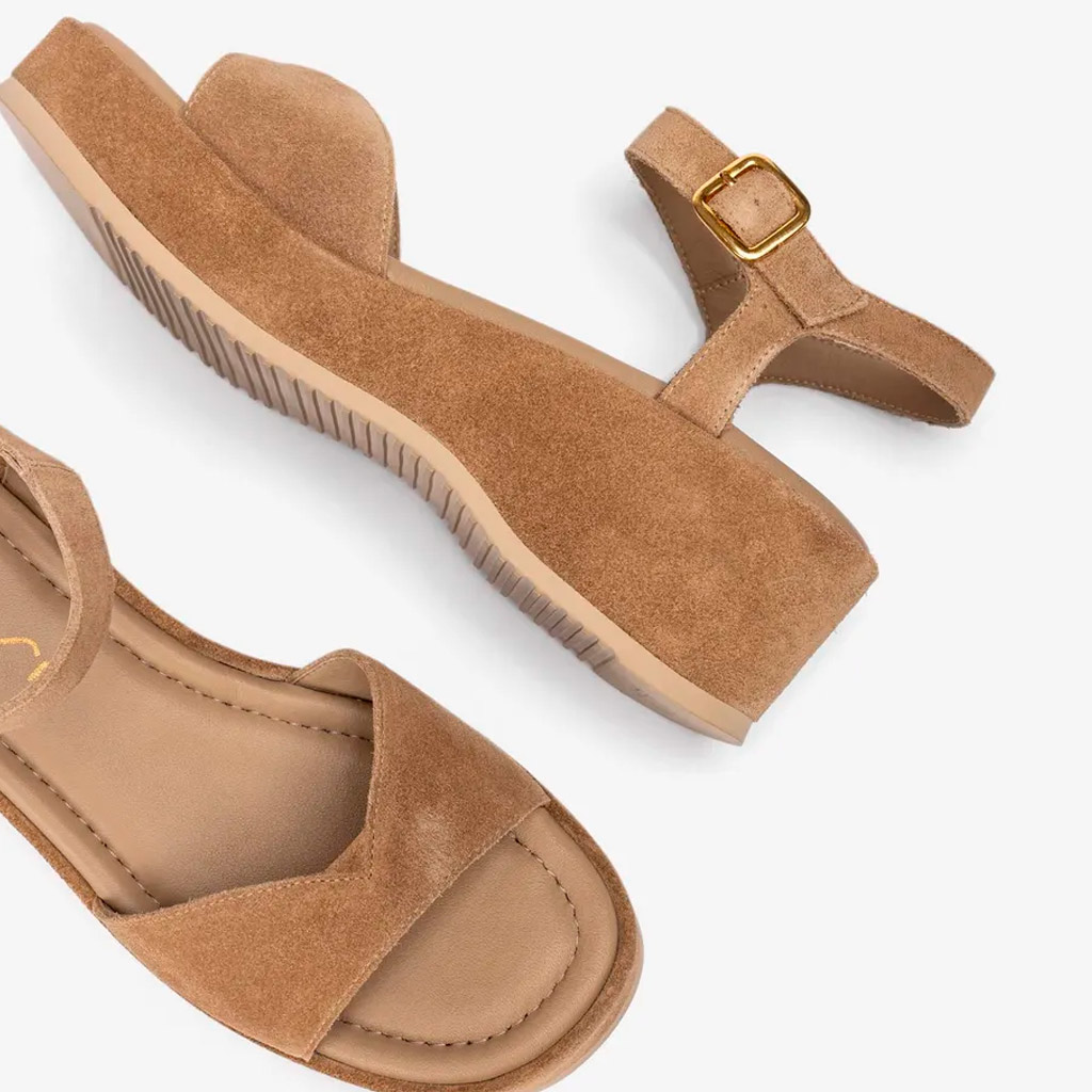 Kedar Unisa beige suede wedge sandals