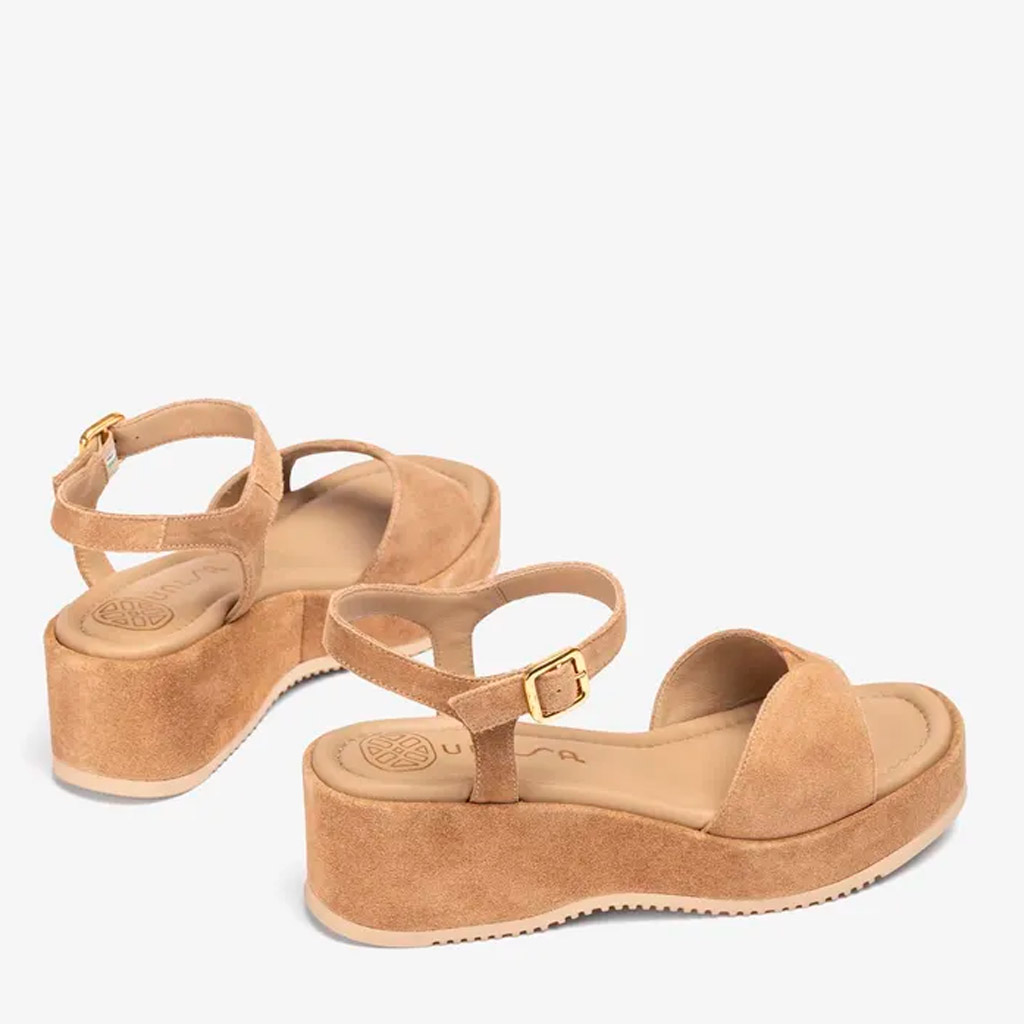 Kedar Unisa beige suede wedge sandals