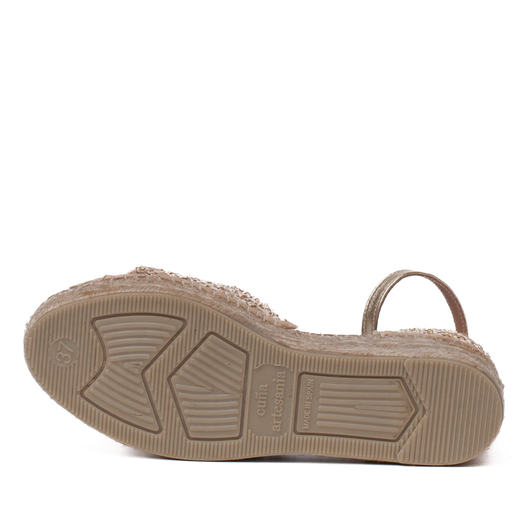 Gaimo jute wedge in platinum and natural raffia
