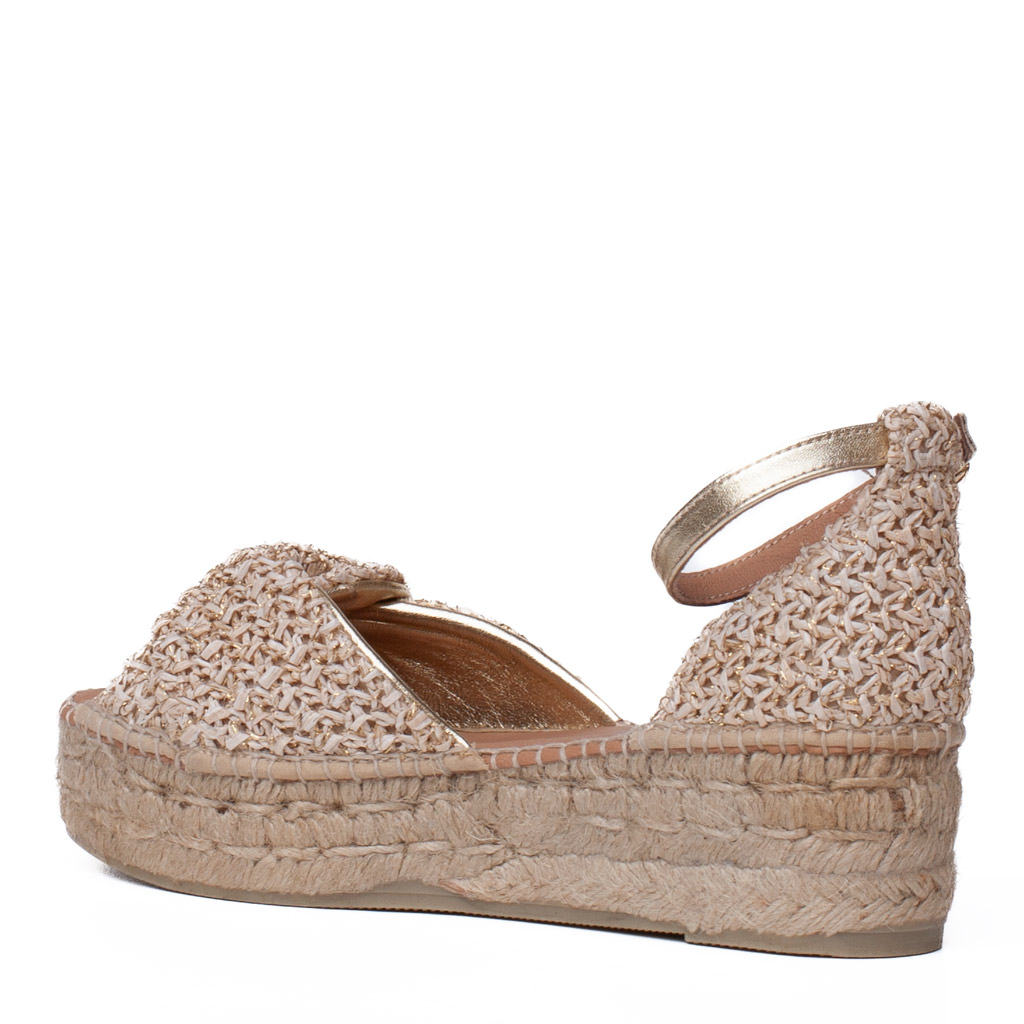 Gaimo jute wedge in platinum and natural raffia
