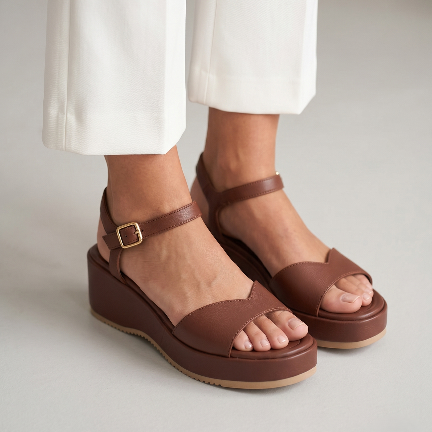 Kedar Unisa brown leather wedge sandals