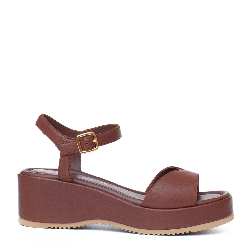 Kedar Unisa brown leather wedge sandals