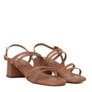 Unisa’s Kalma nude leather sandals with a medium heel
