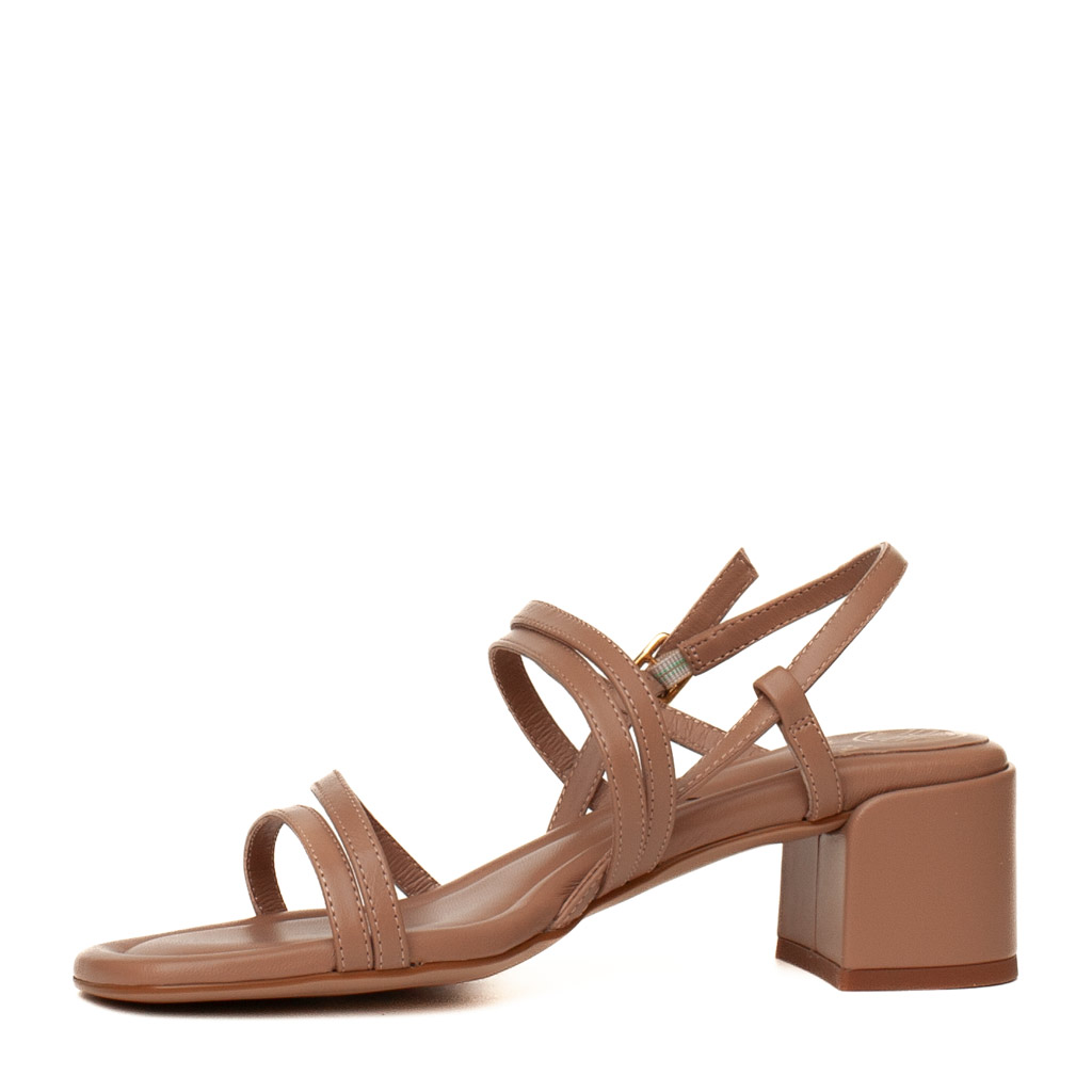 Unisa Kalma nude leather sandals with a wide heel
