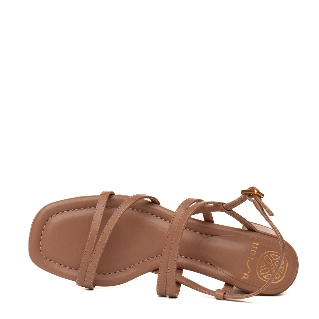 Unisa Kalma nude leather sandals with a wide heel