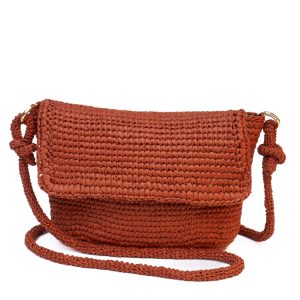 Borsa in rafia ruggine fatta a mano a tracolla estiva