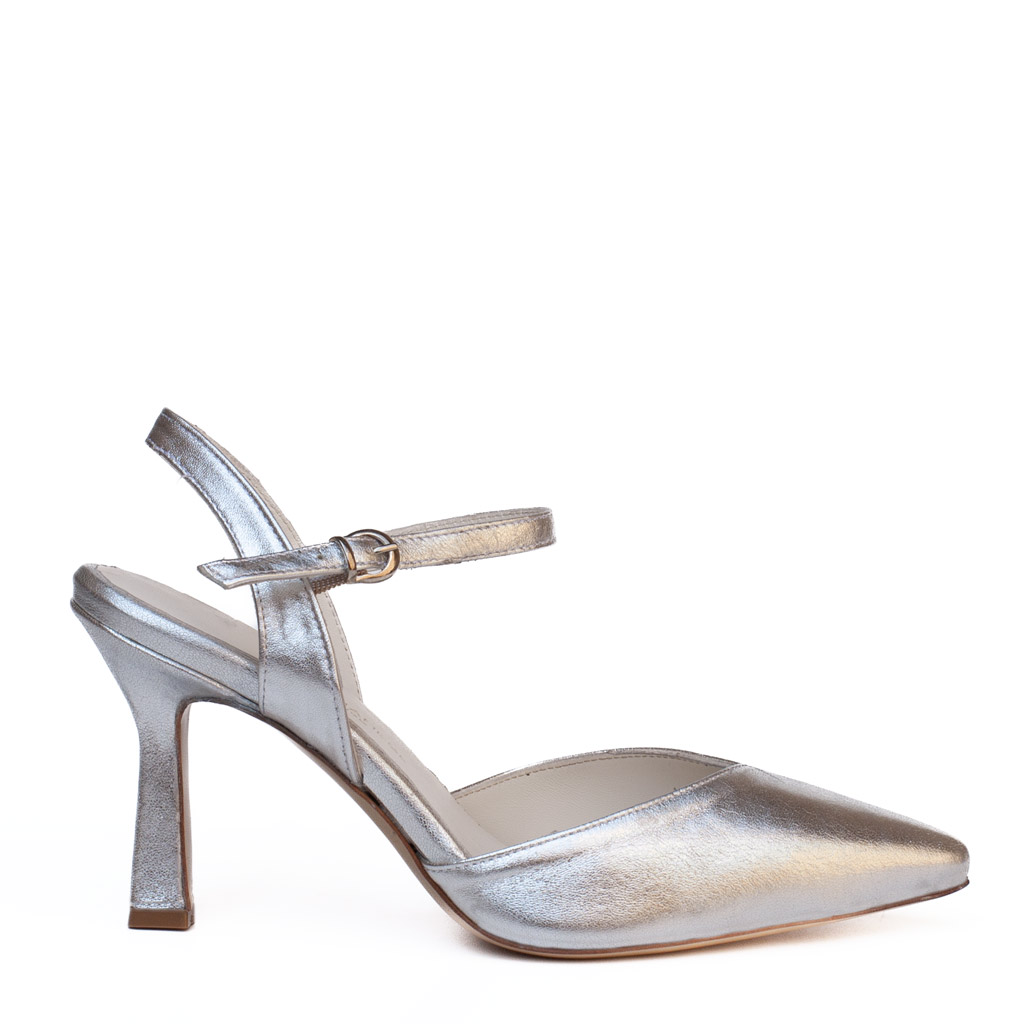 Scarpa Argento con Tacco Elegante Silvia Narese