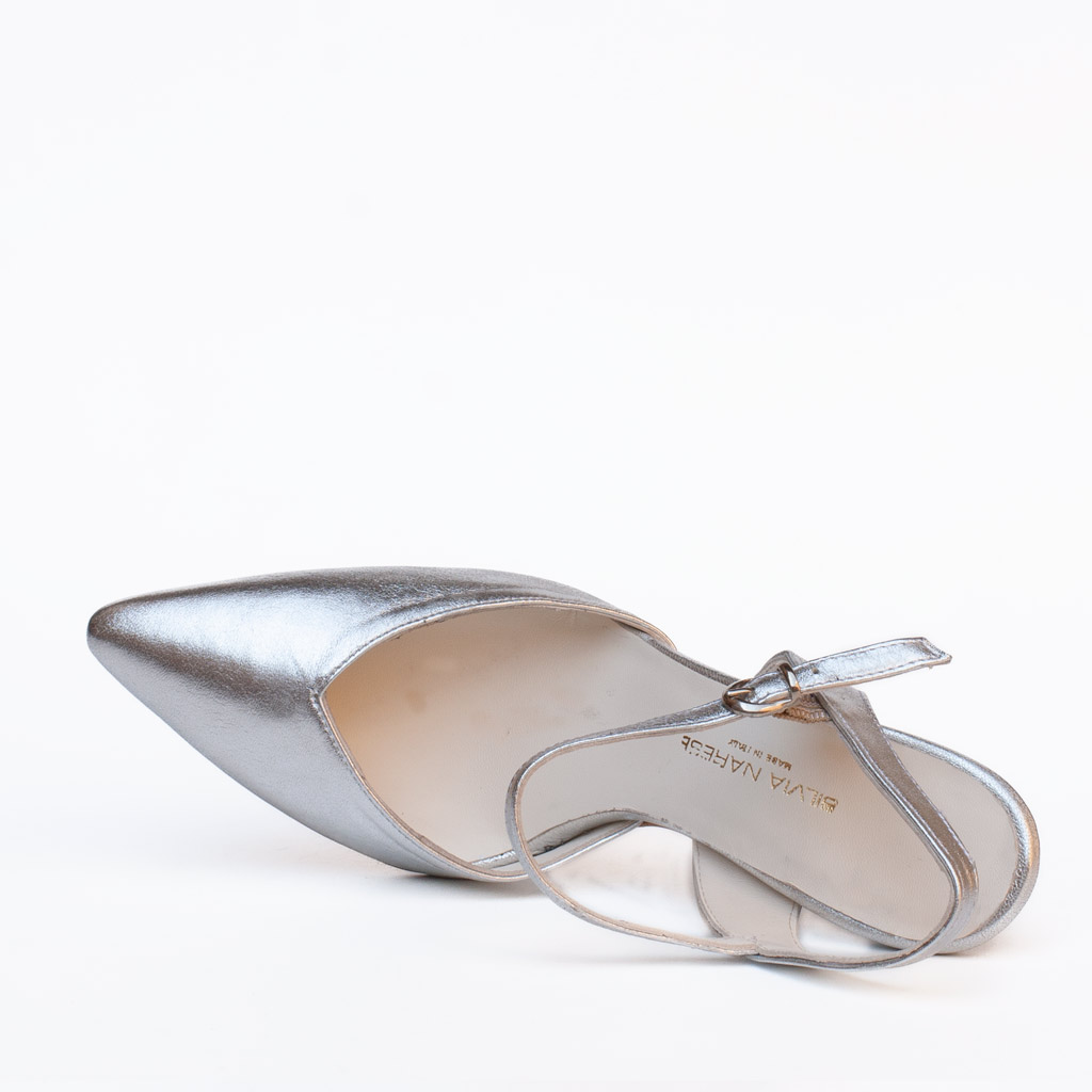 Scarpa Argento con Tacco Elegante Silvia Narese