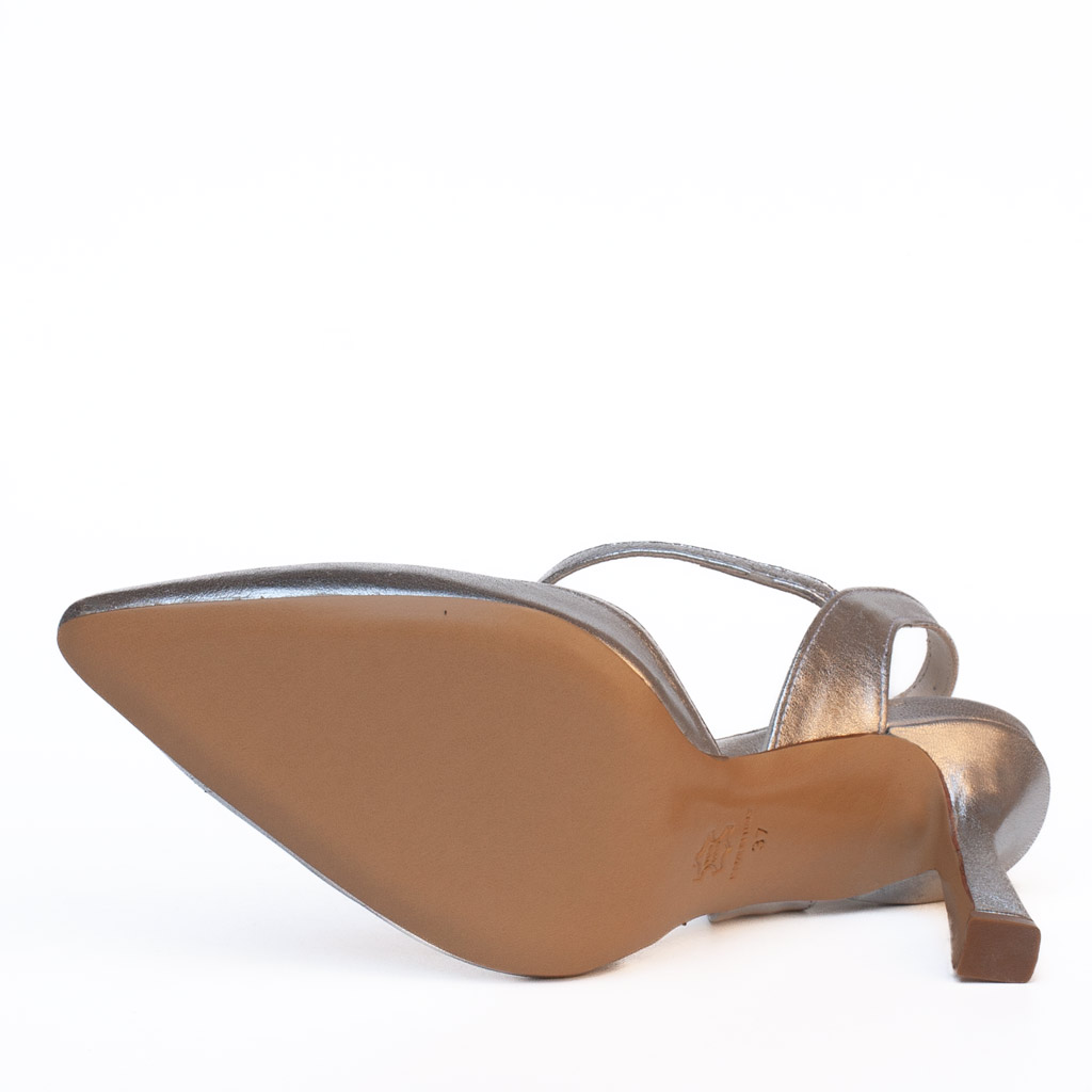 Scarpa Argento con Tacco Elegante Silvia Narese