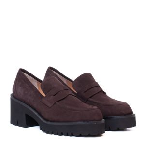 Mocassino camoscio marrone para