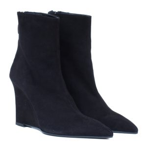tivaletto camoscio con zeppa nero