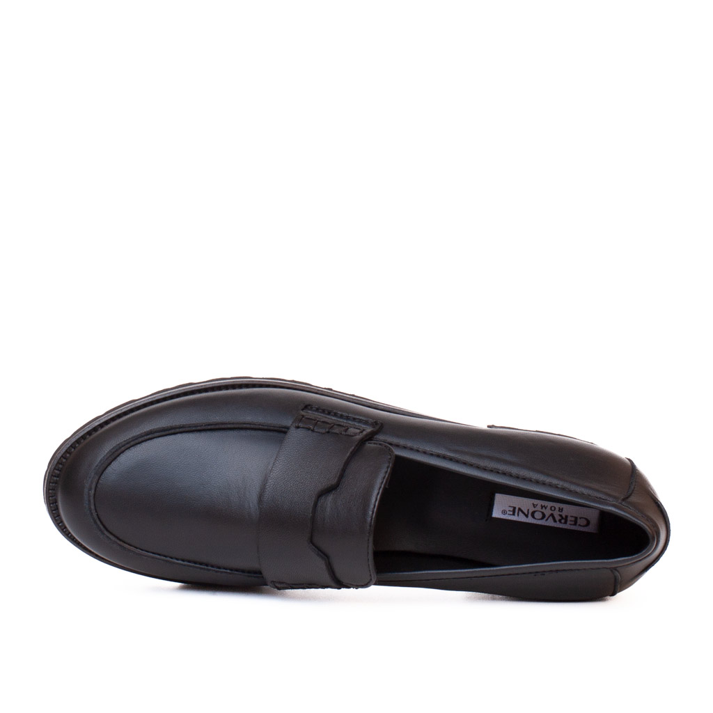 Mocassino Donna Pelle Nera Cervone Roma con Suola Vibram