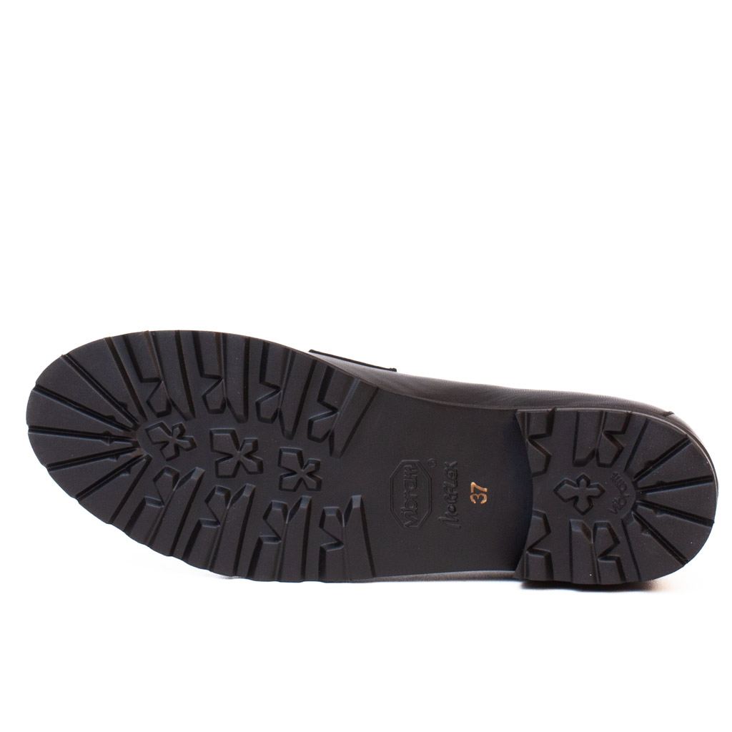 Mocassino Donna Pelle Nera Cervone Roma con Suola Vibram