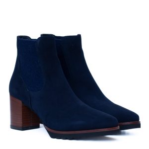 stivaletto camosscio blu tacco medio di Cervone