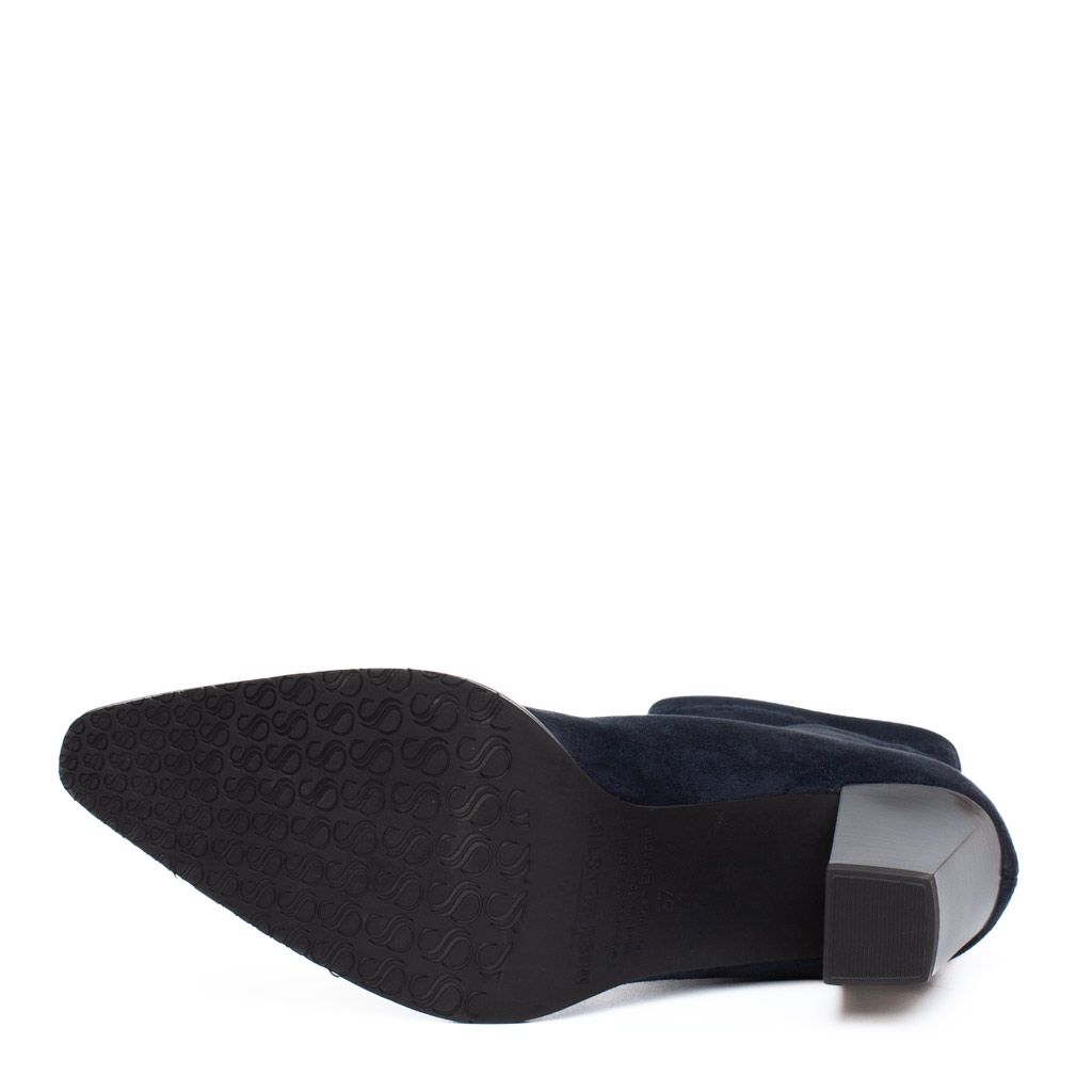 Stivaletto Camoscio Elasticizzato Blu Miss Elastic con Tacco