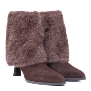 Stivale con pelliccia marrone Unisa modello Lario in morbido suede