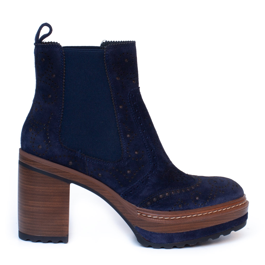 Stivaletto Camoscio Blu Pons Quintana con Tacco e Plateau