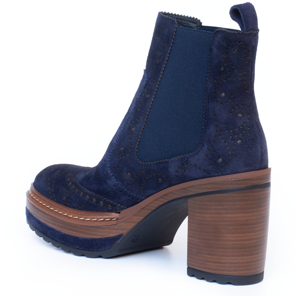 Stivaletto Camoscio Blu Pons Quintana con Tacco e Plateau
