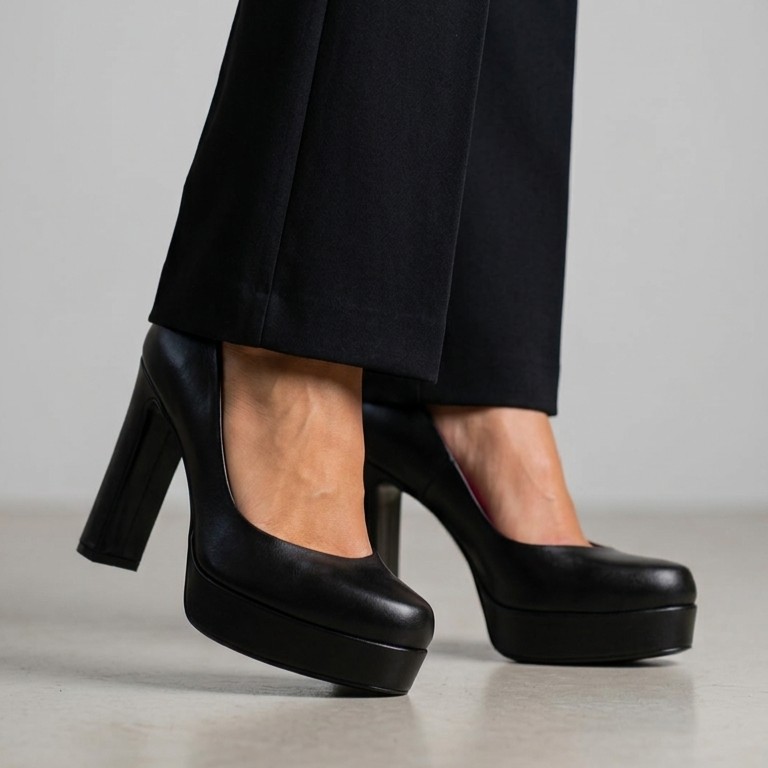 Decollete con Plateau Nero in Pelle luxury