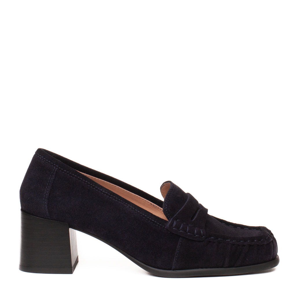 Mocassino Scamosciato Tacco Largo Unisa LEAVITT Navy