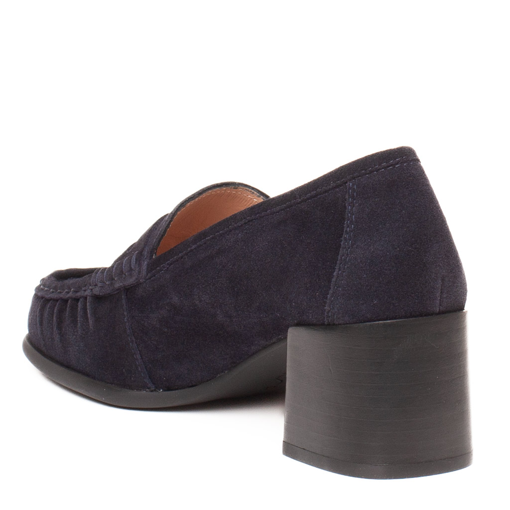Mocassino Scamosciato Tacco Largo Unisa LEAVITT Navy