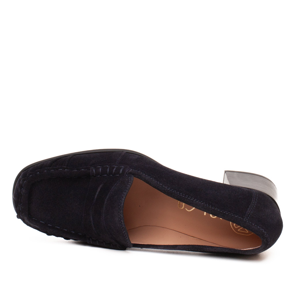 Mocassino Scamosciato Tacco Largo Unisa LEAVITT Navy