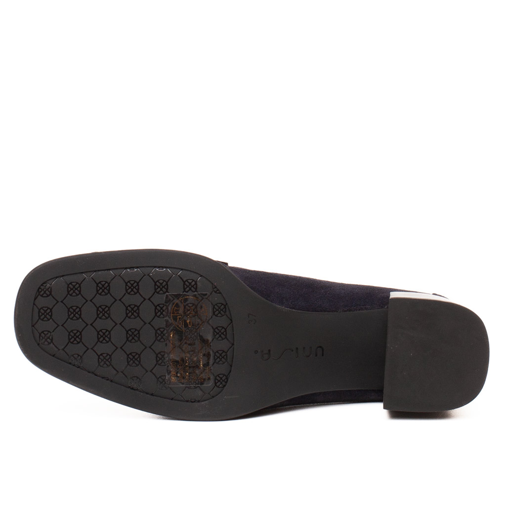 Mocassino Scamosciato Tacco Largo Unisa LEAVITT Navy