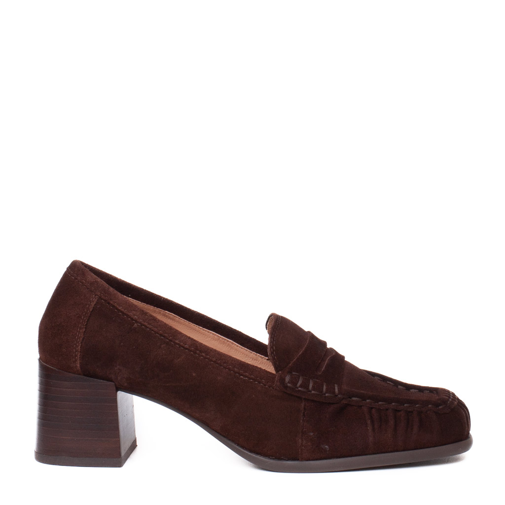 Mocassini Tacco Camoscio Marrone Unisa Leavitt