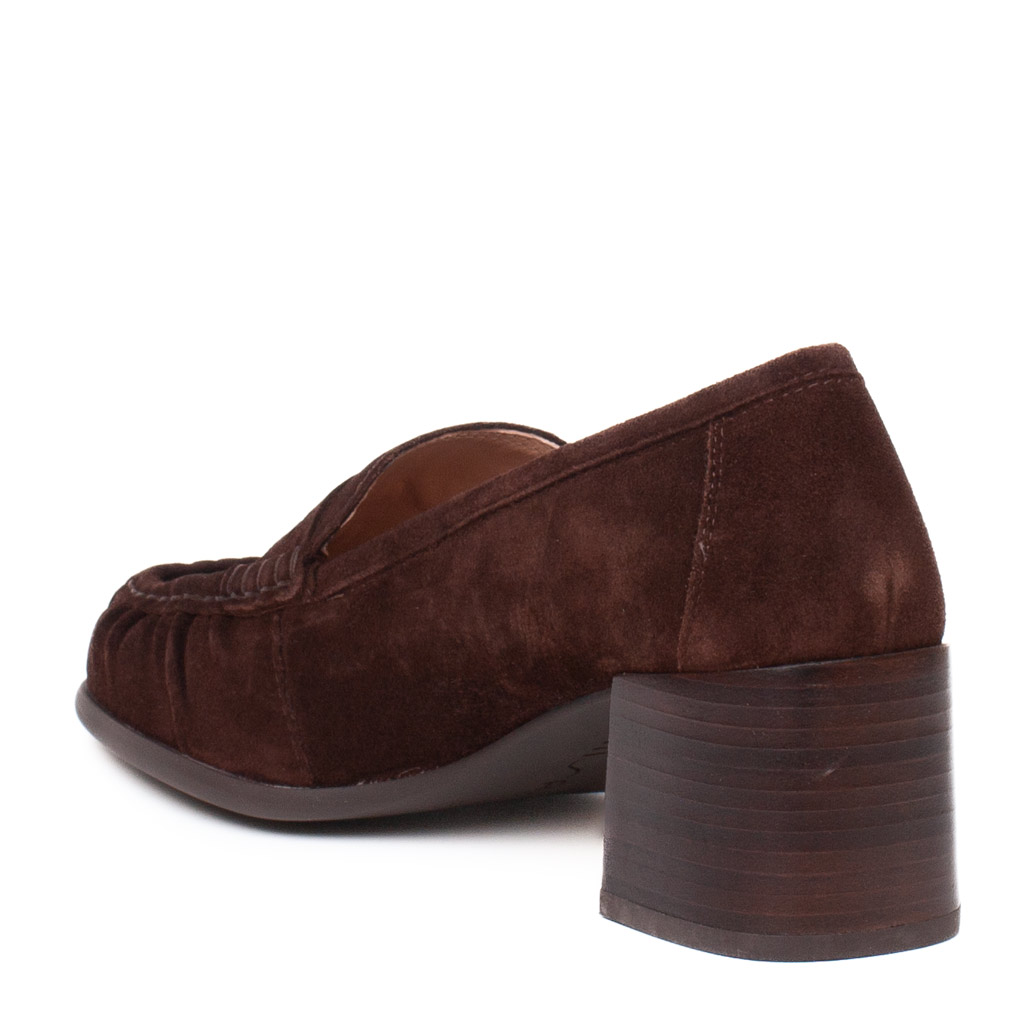Mocassini Tacco Camoscio Marrone Unisa Leavitt