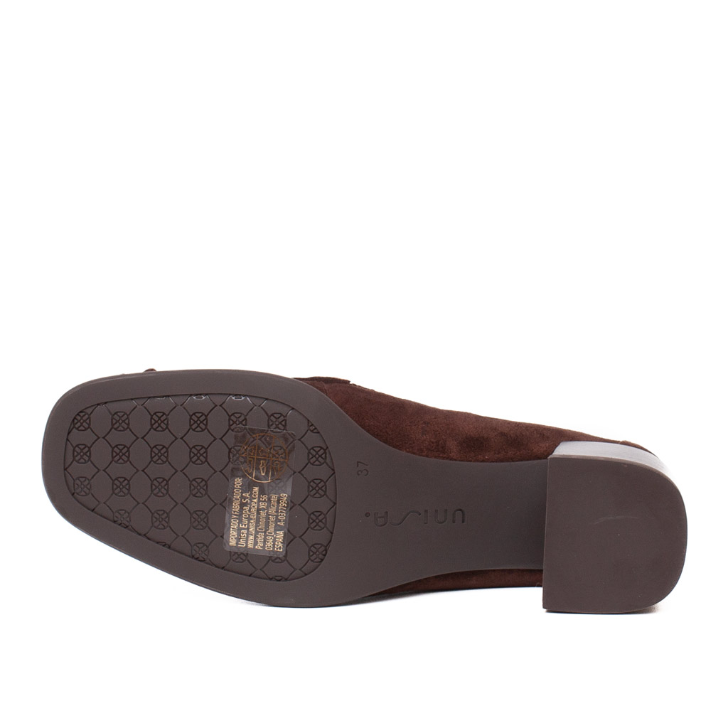 Mocassini Tacco Camoscio Marrone Unisa Leavitt