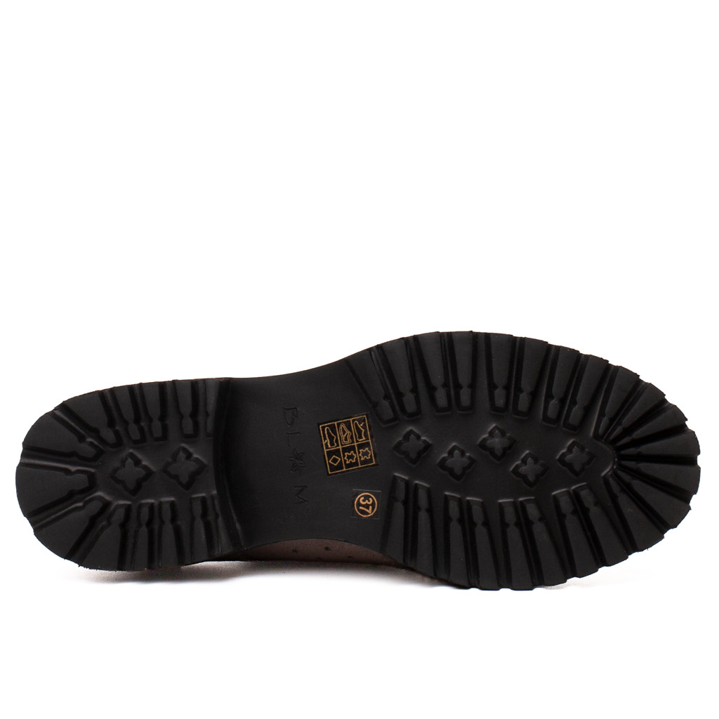 Scarpe francesine scamosciate grigie con fondo carrarmato
