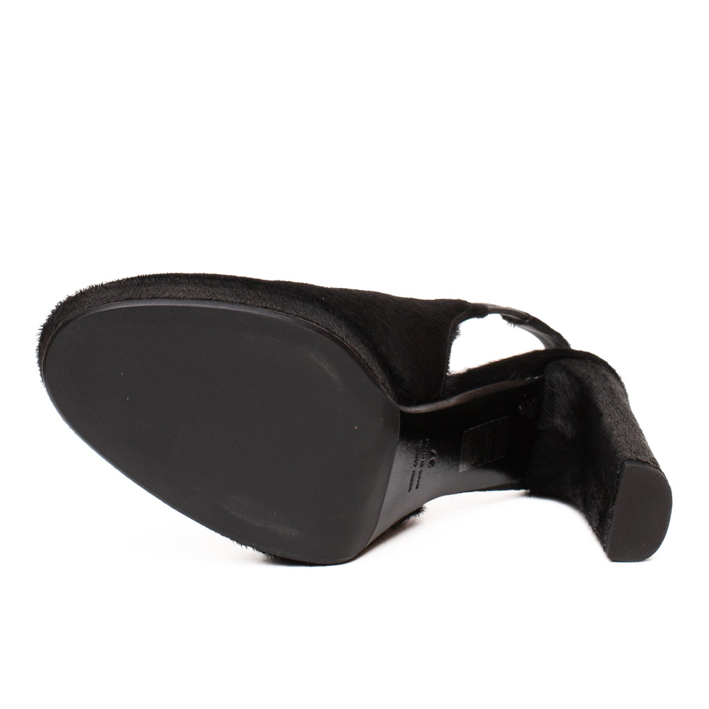 Décolleté Slingback con Plateau in Cavallino Nero