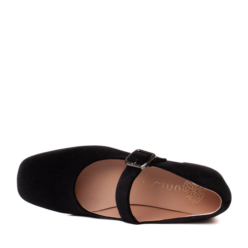 Ballerine in velluto nero con cinturino Mary Jane