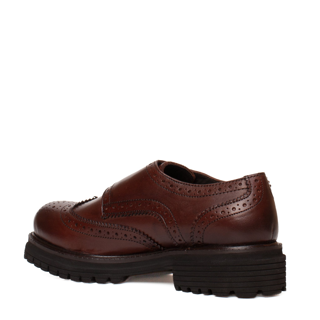 Scarpe Monk Strap Marroni in Pelle Donna