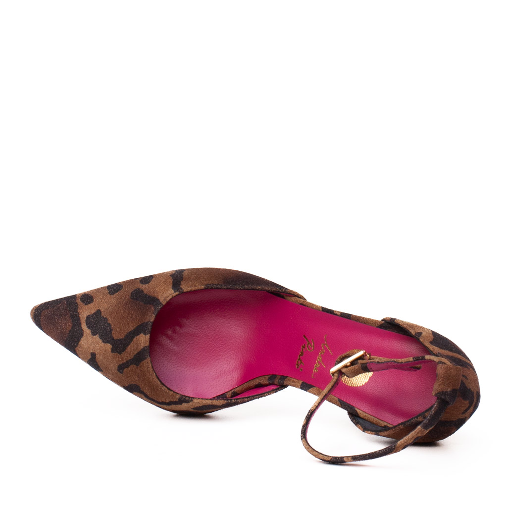 Decollete Animalier Con Cinturino in Camoscio