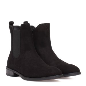 Stivaletto basso camoscio nero Unisa modello Barty con zip ed elastico