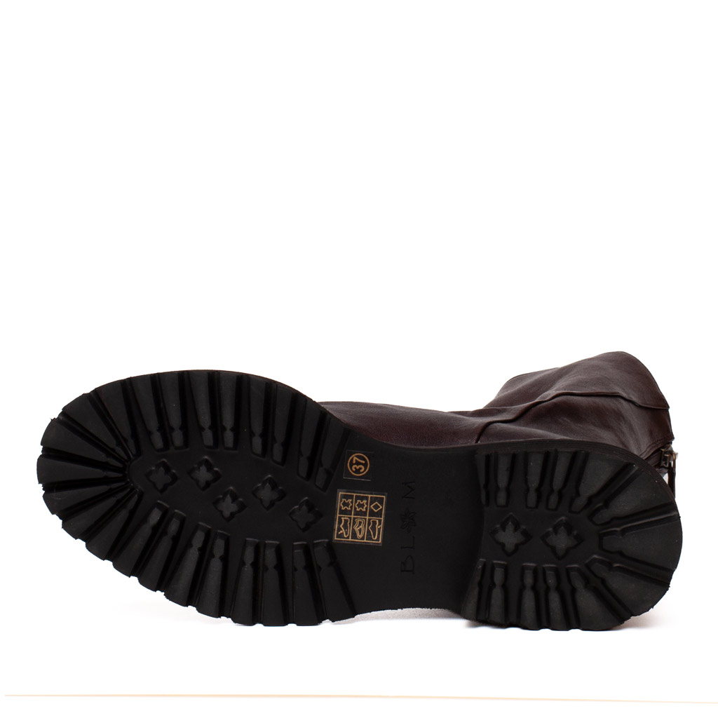Stivaletto Basso in Pelle Marrone con Zip