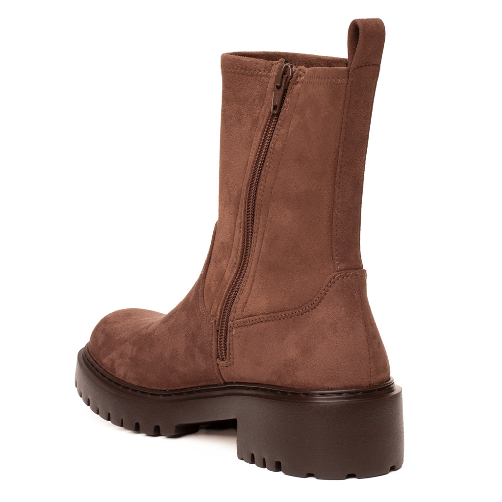 Stivaletto biker camoscio tortora
