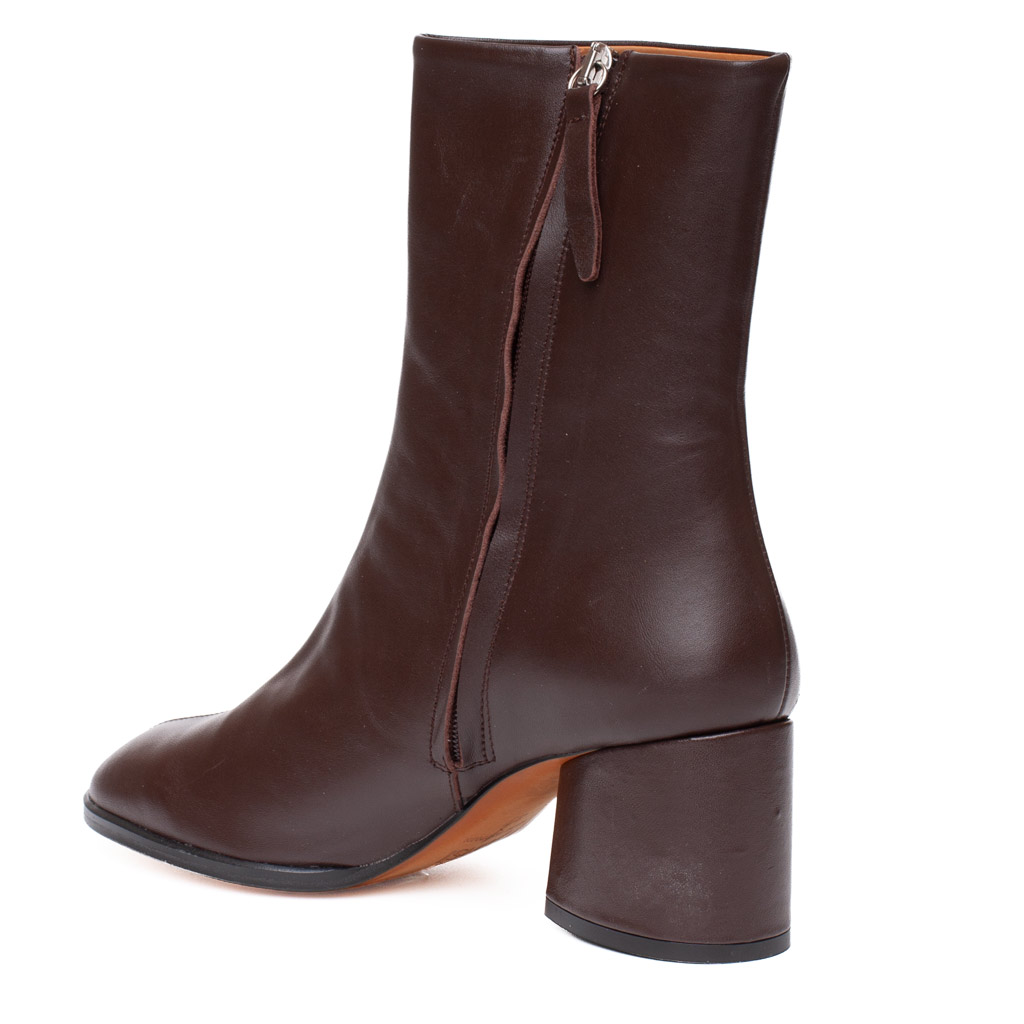 Stivaletto Nappa Marrone con Tacco Medio