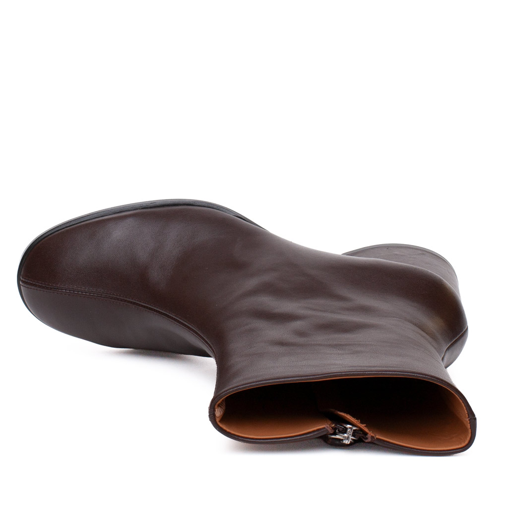 Stivaletto Nappa Marrone con Tacco Medio